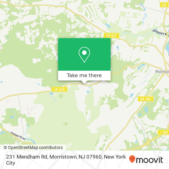 Mapa de 231 Mendham Rd, Morristown, NJ 07960