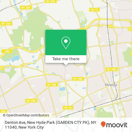 Mapa de Denton Ave, New Hyde Park (GARDEN CTY PK), NY 11040