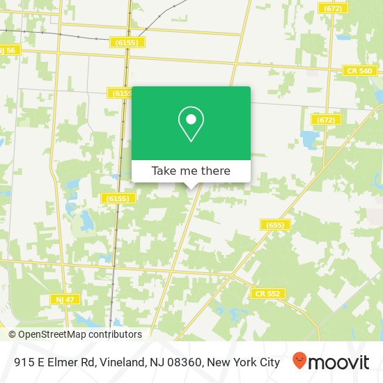 Mapa de 915 E Elmer Rd, Vineland, NJ 08360