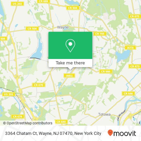 Mapa de 3364 Chatam Ct, Wayne, NJ 07470