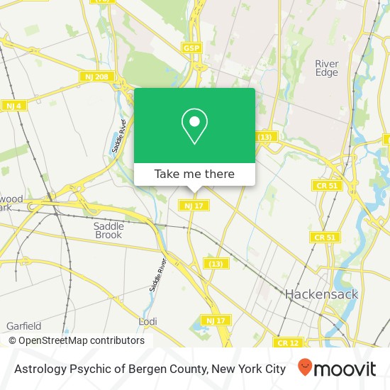 Mapa de Astrology Psychic of Bergen County