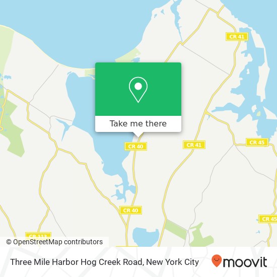 Three Mile Harbor Hog Creek Road map