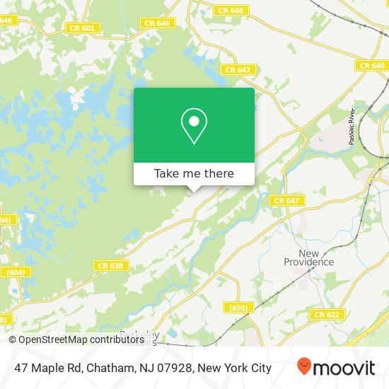 Mapa de 47 Maple Rd, Chatham, NJ 07928