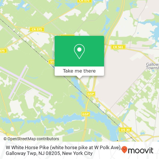 Mapa de W White Horse Pike (white horse pike at W Polk Ave), Galloway Twp, NJ 08205