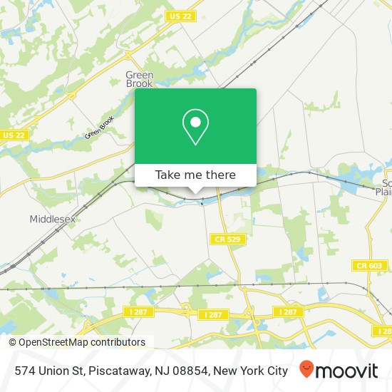 Mapa de 574 Union St, Piscataway, NJ 08854