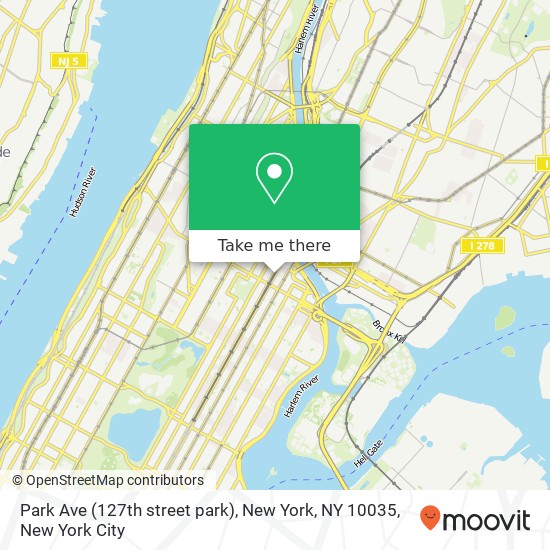 Park Ave (127th street park), New York, NY 10035 map