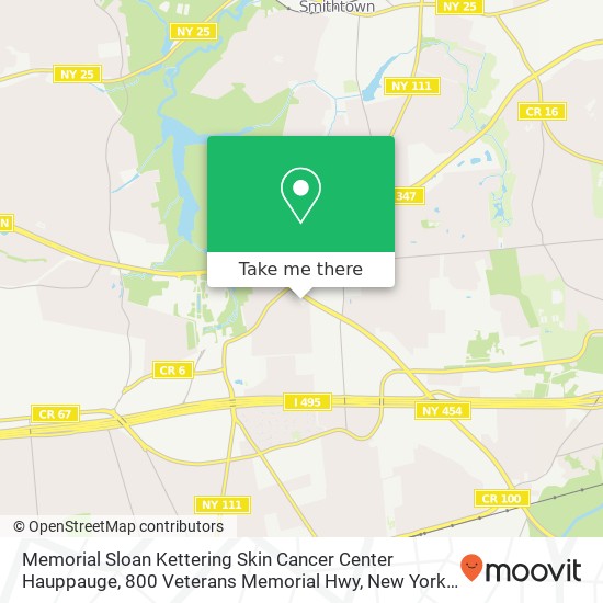 Memorial Sloan Kettering Skin Cancer Center Hauppauge, 800 Veterans Memorial Hwy map