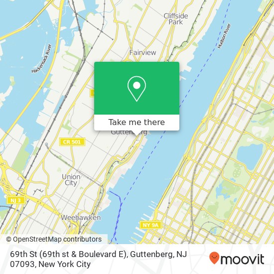 69th St (69th st & Boulevard E), Guttenberg, NJ 07093 map
