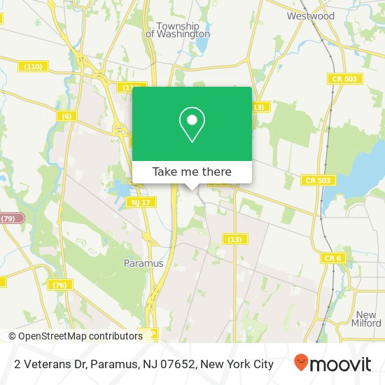 Mapa de 2 Veterans Dr, Paramus, NJ 07652