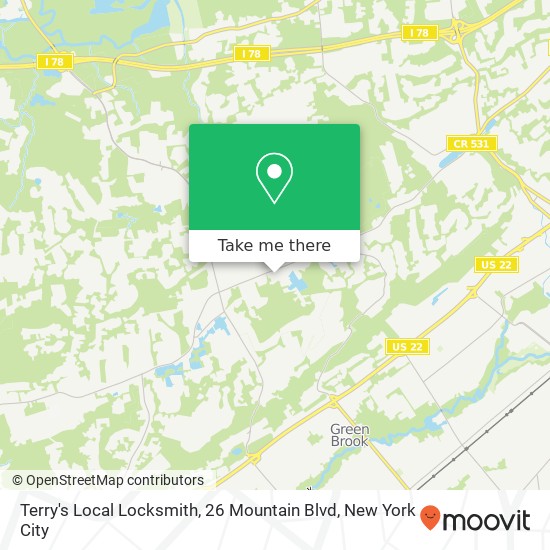 Mapa de Terry's Local Locksmith, 26 Mountain Blvd