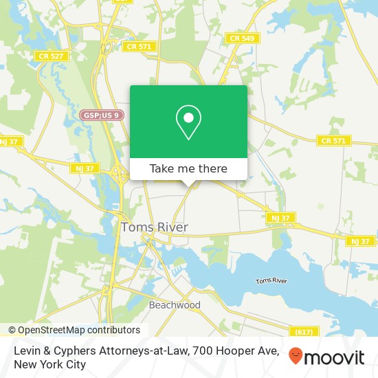 Mapa de Levin & Cyphers Attorneys-at-Law, 700 Hooper Ave