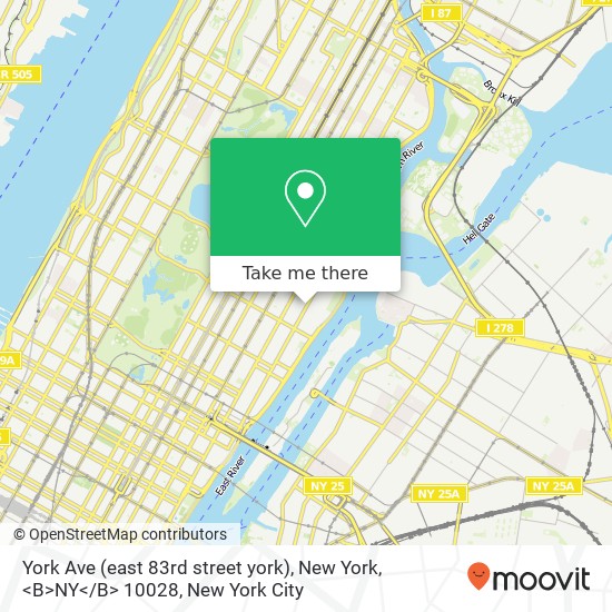 York Ave (east 83rd street york), New York, <B>NY< / B> 10028 map