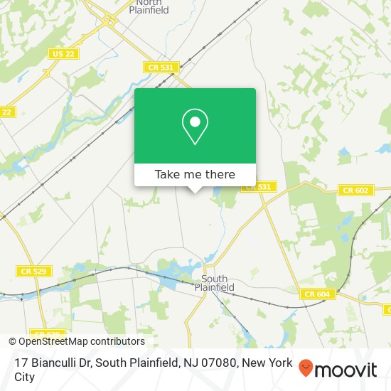 Mapa de 17 Bianculli Dr, South Plainfield, NJ 07080