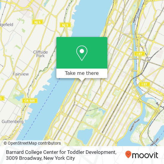 Mapa de Barnard College Center for Toddler Development, 3009 Broadway