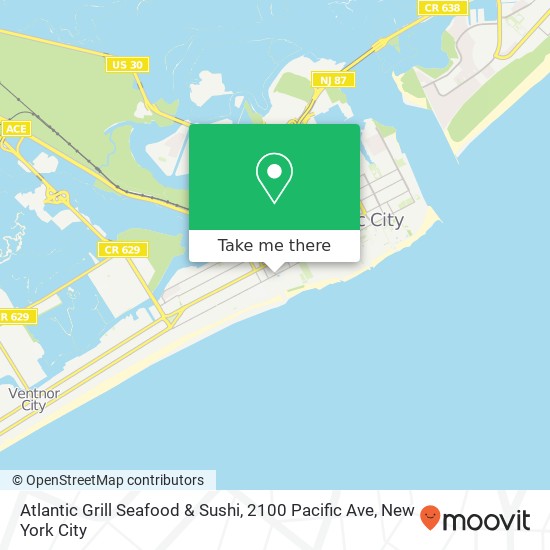 Mapa de Atlantic Grill Seafood & Sushi, 2100 Pacific Ave