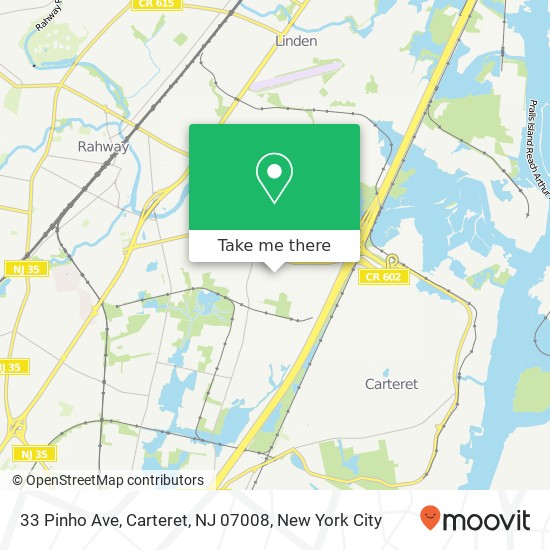 Mapa de 33 Pinho Ave, Carteret, NJ 07008