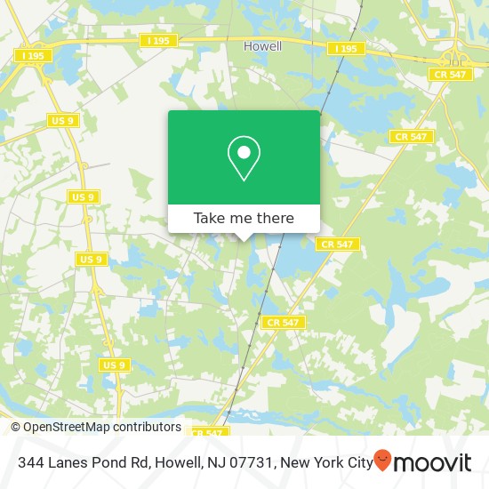 Mapa de 344 Lanes Pond Rd, Howell, NJ 07731