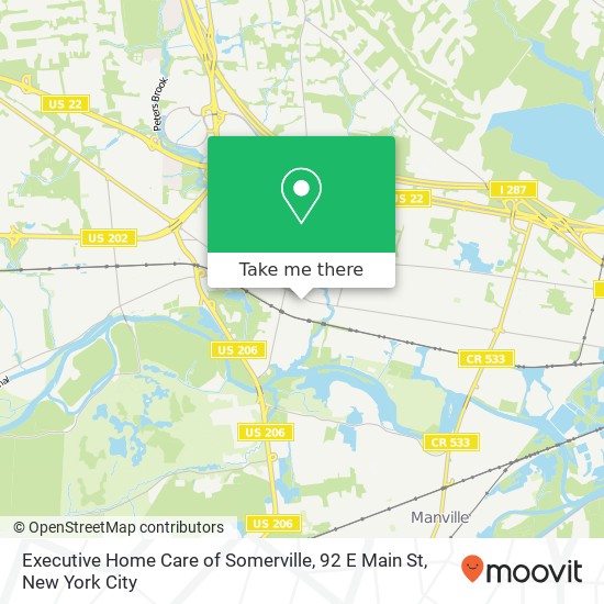 Mapa de Executive Home Care of Somerville, 92 E Main St