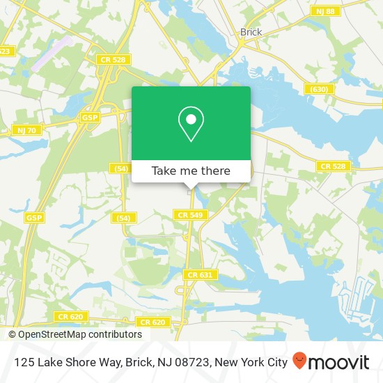 Mapa de 125 Lake Shore Way, Brick, NJ 08723