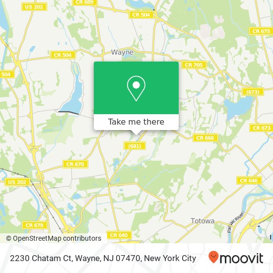 Mapa de 2230 Chatam Ct, Wayne, NJ 07470