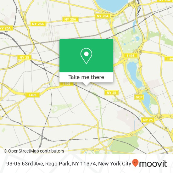 Mapa de 93-05 63rd Ave, Rego Park, NY 11374