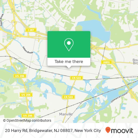 Mapa de 20 Harry Rd, Bridgewater, NJ 08807