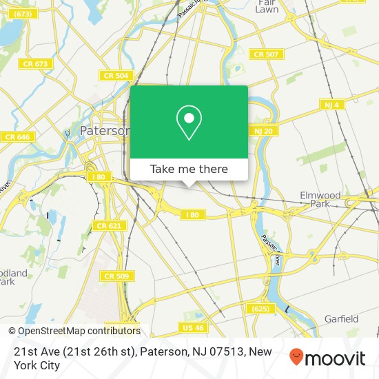 Mapa de 21st Ave (21st 26th st), Paterson, NJ 07513