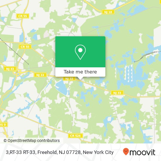Mapa de 3,RT-33 RT-33, Freehold, NJ 07728