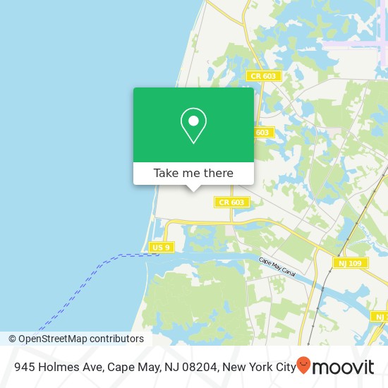 Mapa de 945 Holmes Ave, Cape May, NJ 08204