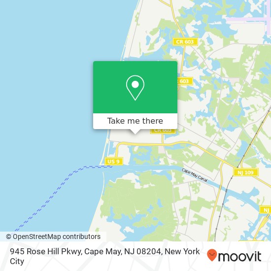 Mapa de 945 Rose Hill Pkwy, Cape May, NJ 08204