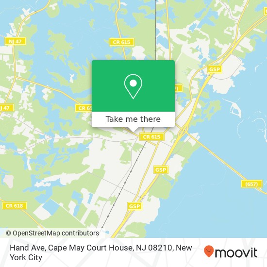 Mapa de Hand Ave, Cape May Court House, NJ 08210