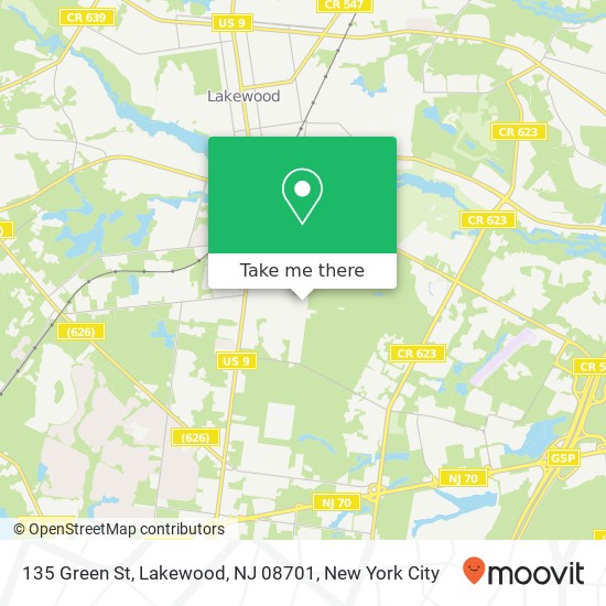 Mapa de 135 Green St, Lakewood, NJ 08701