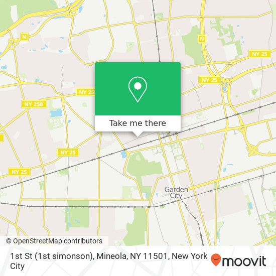 Mapa de 1st St (1st simonson), Mineola, NY 11501