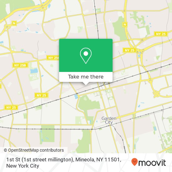 Mapa de 1st St (1st street millington), Mineola, NY 11501