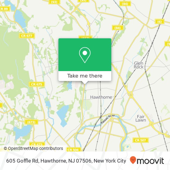 Mapa de 605 Goffle Rd, Hawthorne, NJ 07506