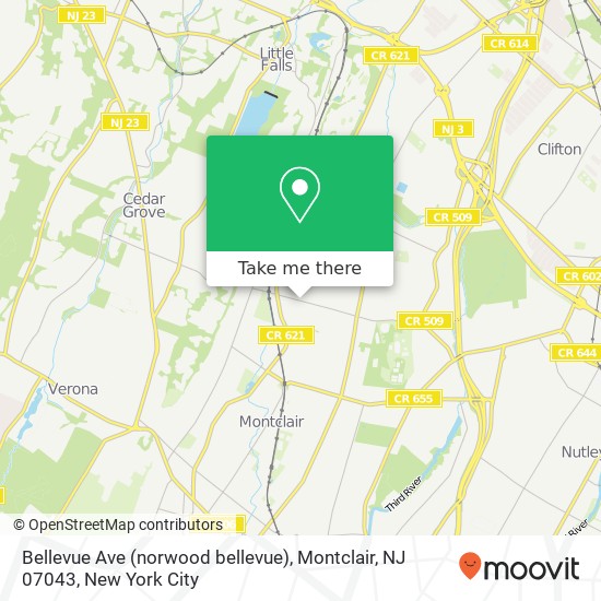 Mapa de Bellevue Ave (norwood bellevue), Montclair, NJ 07043