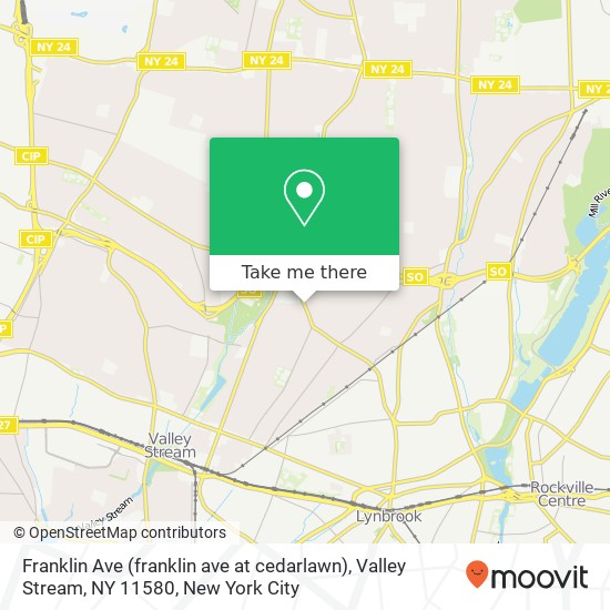 Mapa de Franklin Ave (franklin ave at cedarlawn), Valley Stream, NY 11580