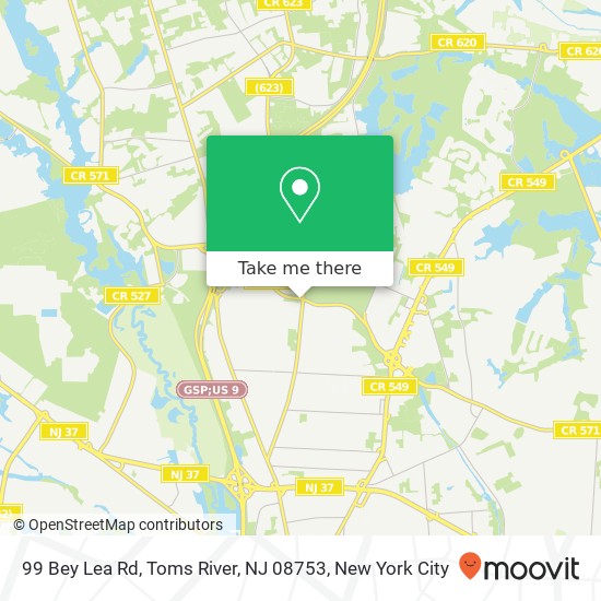 Mapa de 99 Bey Lea Rd, Toms River, NJ 08753