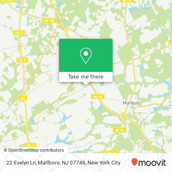 Mapa de 22 Evelyn Ln, Marlboro, NJ 07746