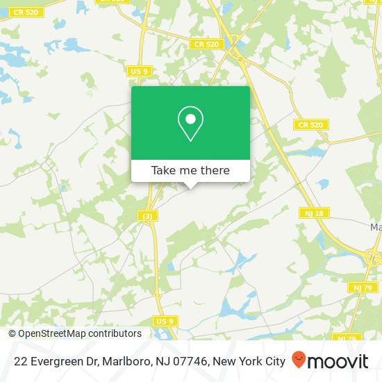 Mapa de 22 Evergreen Dr, Marlboro, NJ 07746