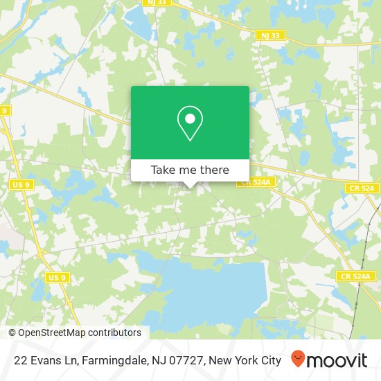 Mapa de 22 Evans Ln, Farmingdale, NJ 07727