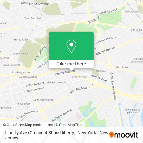 Mapa de Liberty Ave (Crescent St and liberty)