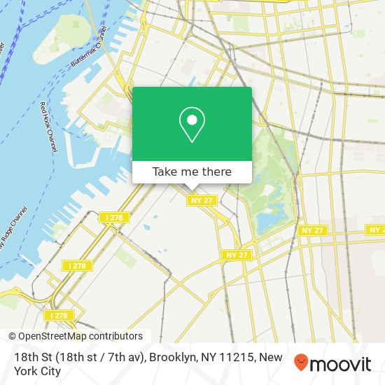 Mapa de 18th St (18th st / 7th av), Brooklyn, NY 11215