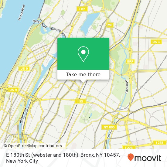 Mapa de E 180th St (webster and 180th), Bronx, NY 10457
