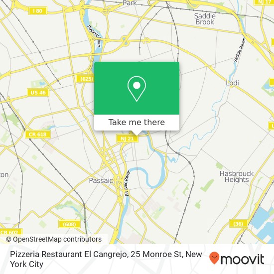 Mapa de Pizzeria Restaurant El Cangrejo, 25 Monroe St