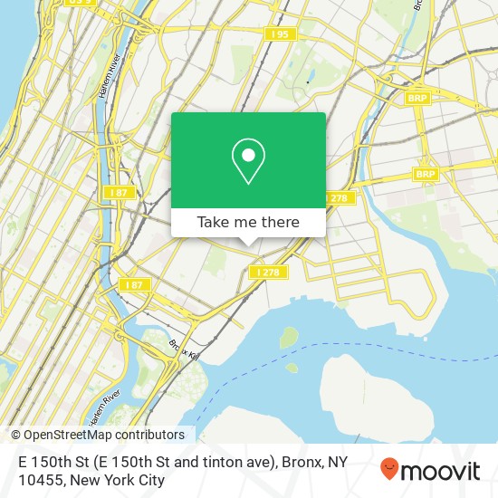 Mapa de E 150th St (E 150th St and tinton ave), Bronx, NY 10455