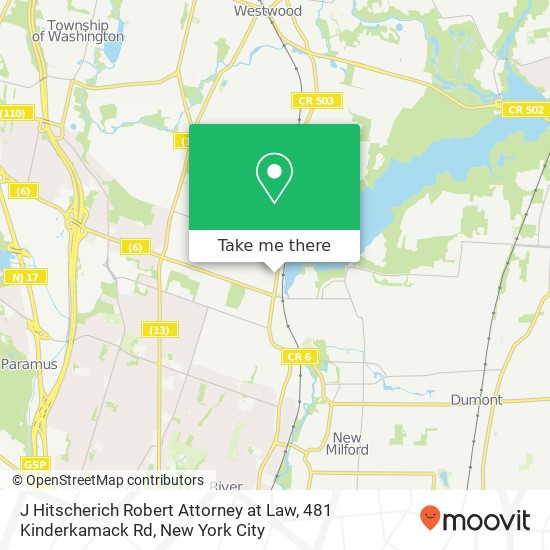 J Hitscherich Robert Attorney at Law, 481 Kinderkamack Rd map