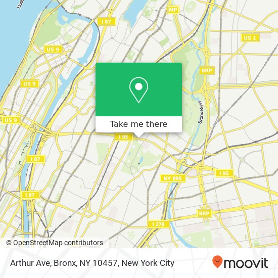 Mapa de Arthur Ave, Bronx, NY 10457