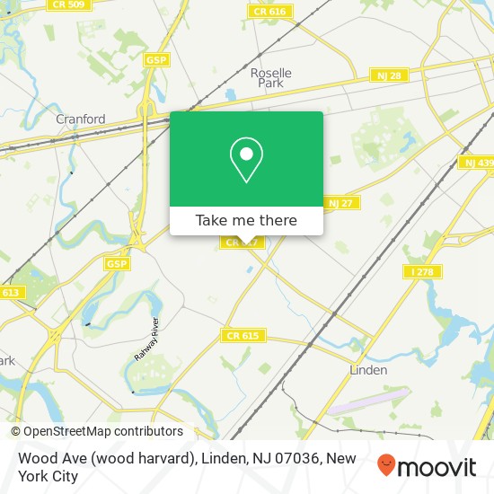 Mapa de Wood Ave (wood harvard), Linden, NJ 07036