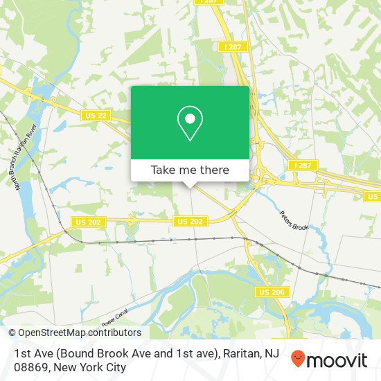 Mapa de 1st Ave (Bound Brook Ave and 1st ave), Raritan, NJ 08869